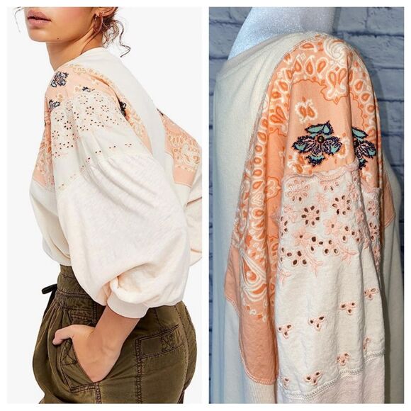 Free People Womens Feelin It Boho Patchwork T-Shirt - Picture 16 of 16